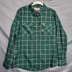 DIXXON Green Plaid Casual Button-Down Shirt woman’s Large excellent condition